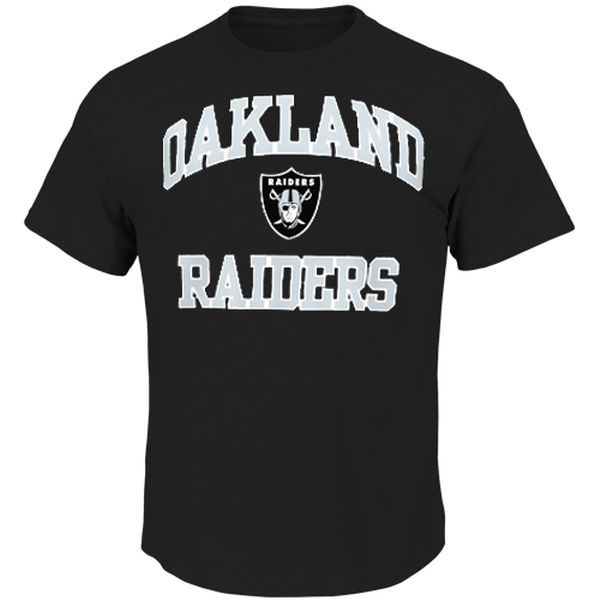 Men NFL Oakland Raiders Majestic Big and Tall Heart  Soul III TShirt Black->nfl t-shirts->Sports Accessory
